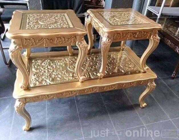 Gold center table with 2 stool for sale in Ikorodu