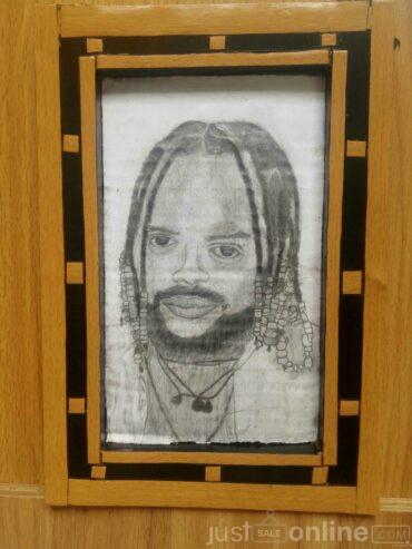 Adekunle gold pencil drawing with frame