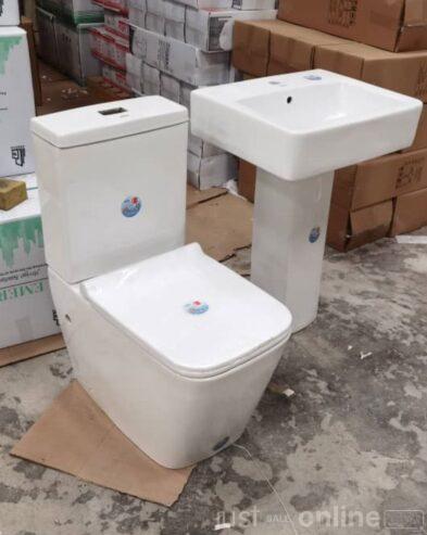 Water closet w/c and glass basin for sale at Orile coker