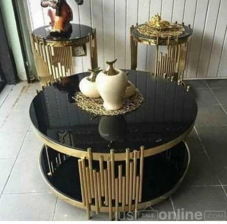 Exquisite Marble Centre Table with 2 Side Stool – Ojo Alaba