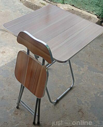 Foldable table and chair for sale at mushin