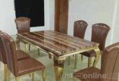 Marble dining table with 6 chairs