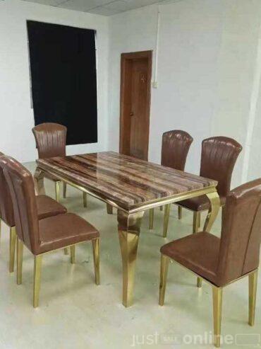 Marble dining table with 6 chairs