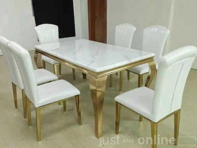 Marble dining table with 6 chairs