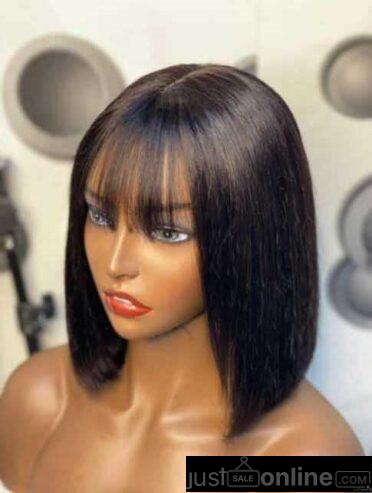 Human hair closure fringe Bob for sale at trade fair ma