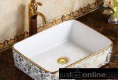 Gold and White Countertops Wash Basin- Orile Coker