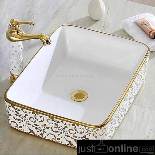 Gold and White Countertops Wash Basin- Orile Coker