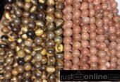 Tiger eye beads for sale at trade fair market