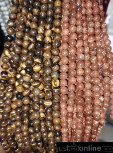 Tiger eye beads for sale at trade fair market