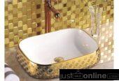 Gold and White Countertops Wash Basin- Orile Coker