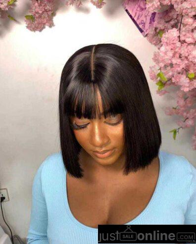 Human hair closure fringe Bob for sale at trade fair ma