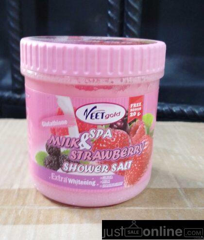 Veet gold spa milk and strawberry shower salt