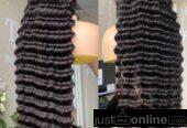 Deep waves human hair for sale at trade fair market