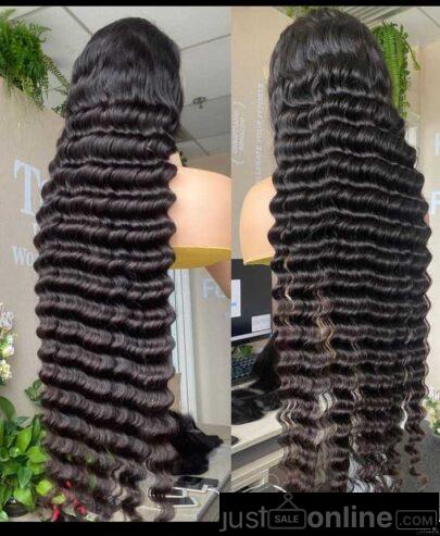 Deep waves human hair for sale at trade fair market