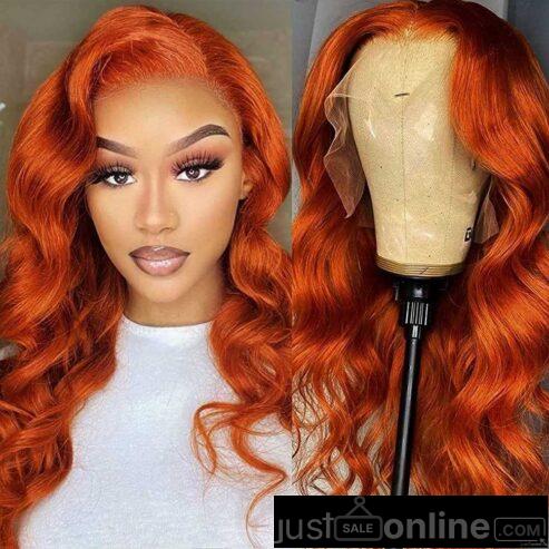 Orange wavy human hair for sale at trade fair market