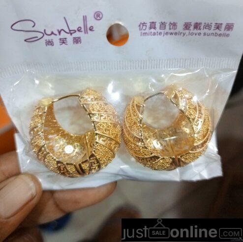 Sunbelle ear rings for sale at trade fair market