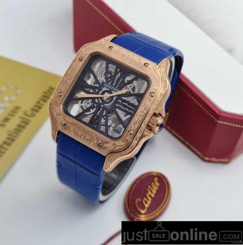 Transparent Sato’s Cartier leather wristwatch for sale at tr