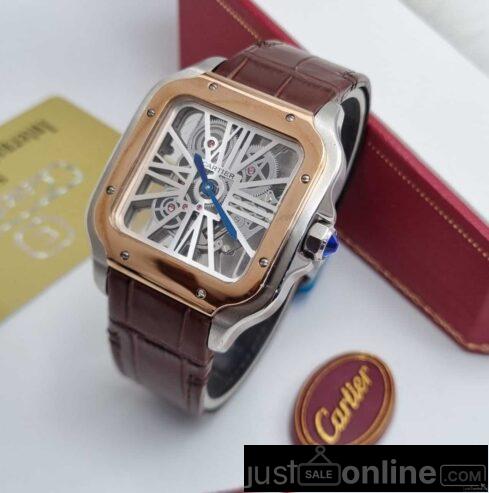 Transparent Sato’s Cartier leather wristwatch for sale at tr