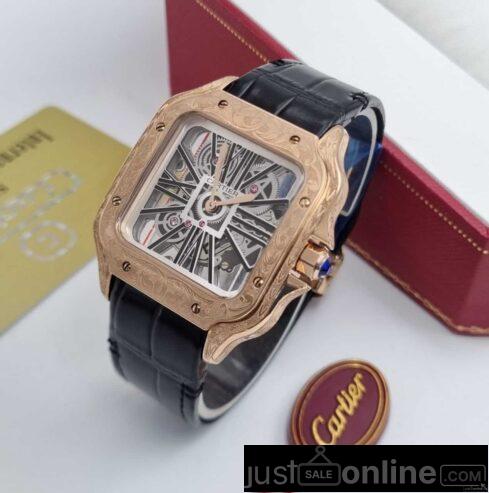 Transparent Sato’s Cartier leather wristwatch for sale at tr