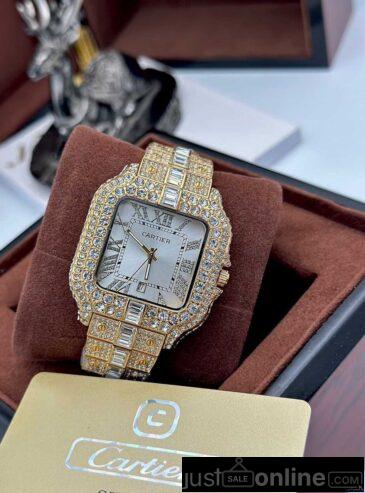 Cartier iced stoned wristwatch for sale at balogun market