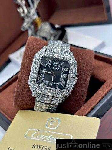 Cartier iced stoned wristwatch for sale at balogun market