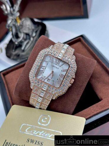 Cartier iced stoned wristwatch for sale at balogun market