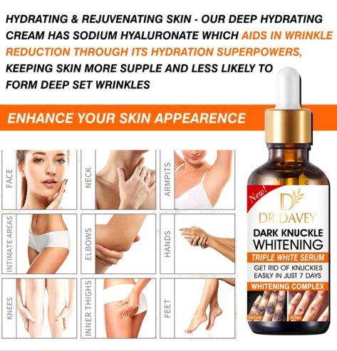 Dr Davey Dark Knuckle whitening cream and serum available an