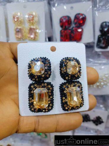 Sterling Silver Cubic Zirconia Cluster Studs in Blue | Lagos Tradefair