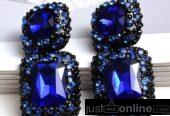 Sterling Silver Cubic Zirconia Cluster Studs in Blue | Lagos Tradefair