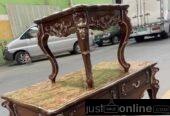 Royal wooden center table with two side stool.