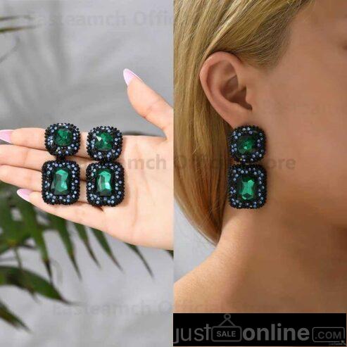 Sterling Silver Cubic Zirconia Cluster Studs in Blue | Lagos Tradefair