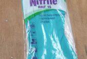 Nitrile chemical gloves on sale at trade fair