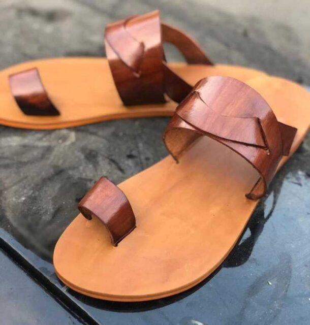 Hand made leather slippers for men for sale