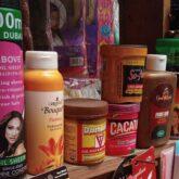 Beauty products for sale at iyana-iba market ojo