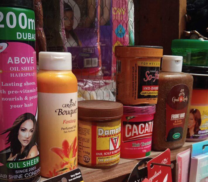 Beauty products for sale at iyana-iba market ojo