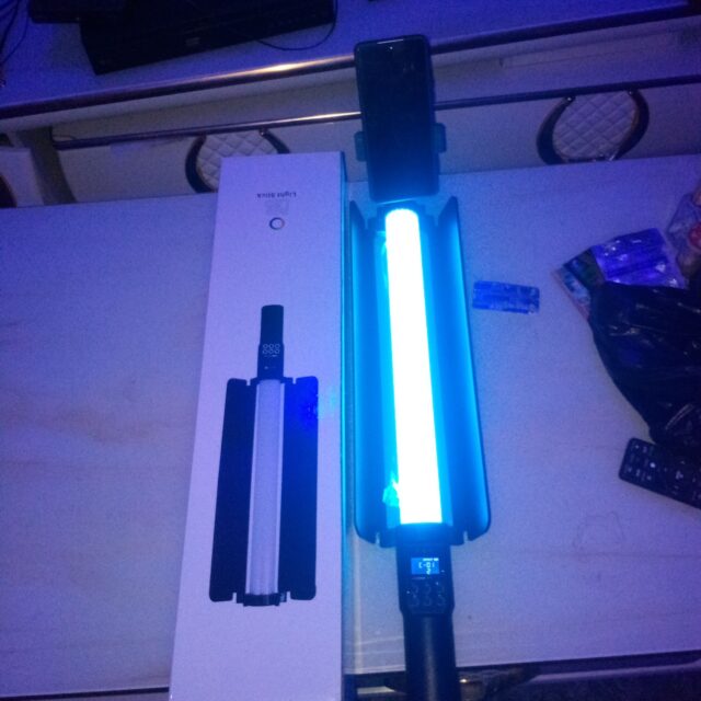 Selfie stick with lights and phone hook RGB