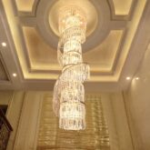 Led crystal chandelier lights for high roof sitting room, stairca