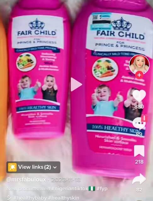 Fair child lotion for sale at trade fair