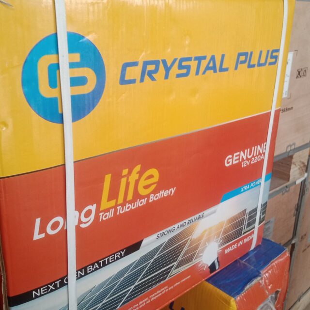 Crystal plus tubular battery available for sale at Ojo Alaba Inte