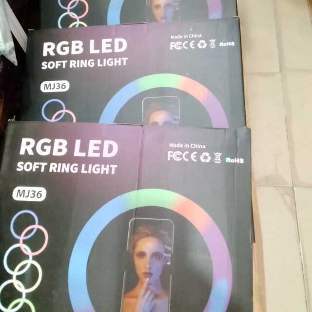 14 inch RGB Ring light with three phone holders and remote contro