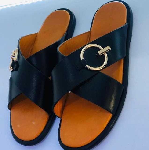 Leather slippers for sale at ikorodu