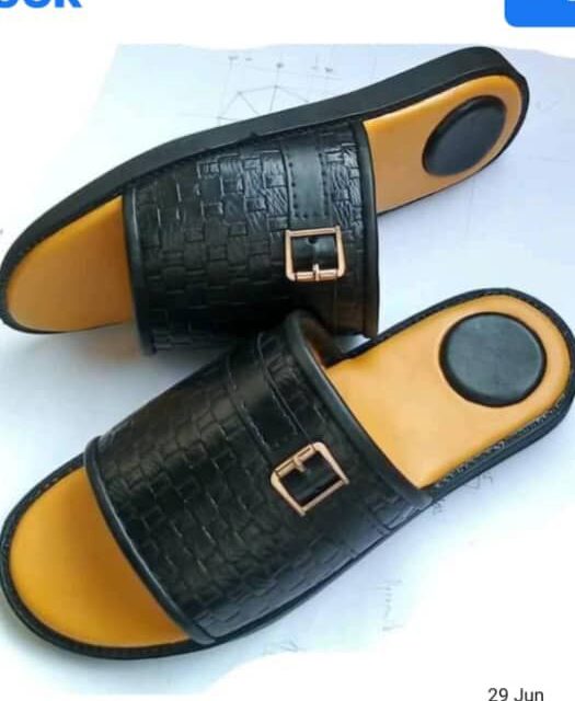 Leather slippers for men and women for sale at ikorodu