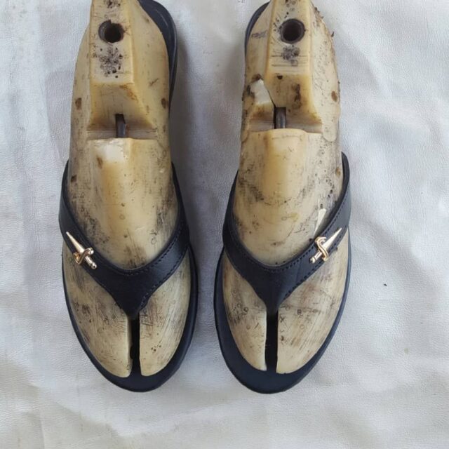 Handmade leather slippers for sale at ikorodu