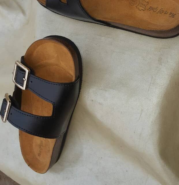 Handmade leather slippers for sale at ikorodu