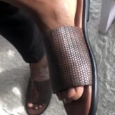 Handmade leather slippers for sale at ikorodu