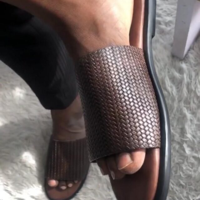 Handmade leather slippers for sale at ikorodu