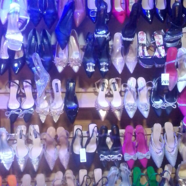 Ladies footwear is available for sale at yaba market Lagos state