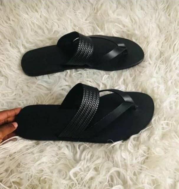 Handmade leather slippers for sale at ikorodu