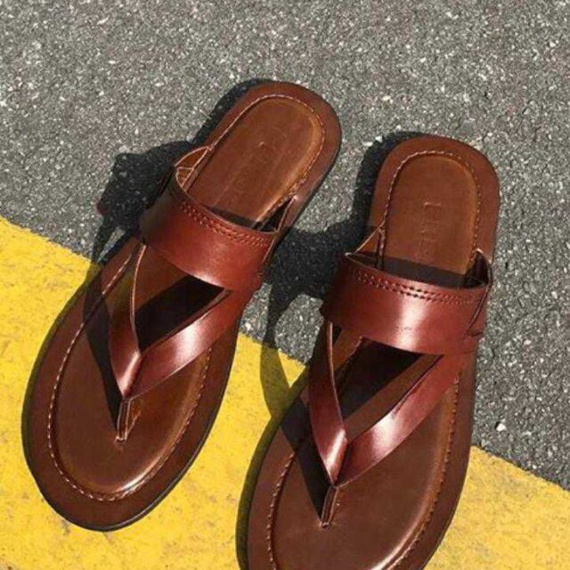 Leather slippers for men and women for sale at ikorodu