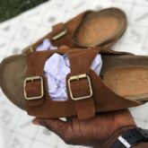 Handmade leather slippers for sale at ikorodu